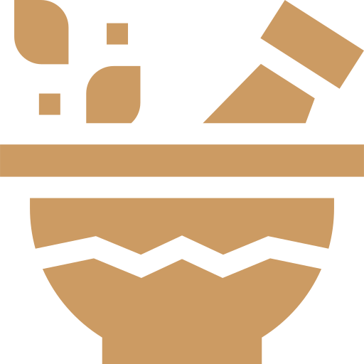 Mortar and pestle graphic, symbolizing cooking, grinding, or herbal preparation. Useful for topics related to food, cuisine, or natural remedies.