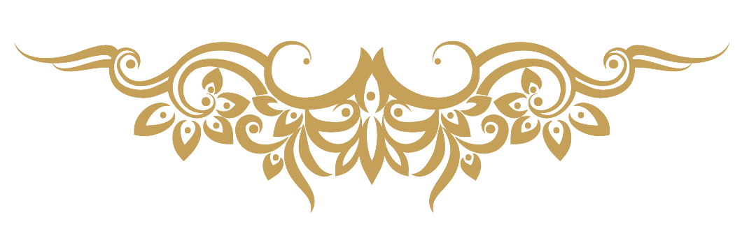 Elegant golden decorative floral motif, featuring intricate swirls and leaves, commonly used for design accents or highlighting text.